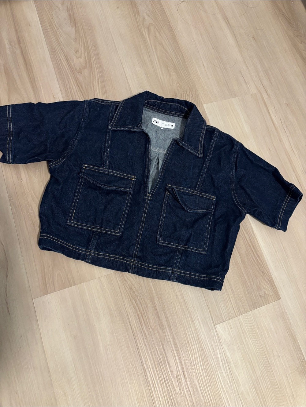 Zara Cropped denim top Sz S